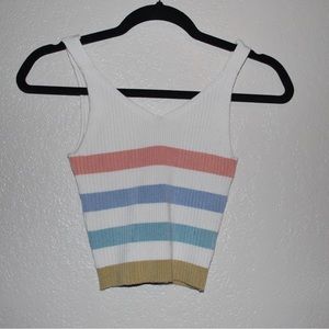 active usa striped cropped knit tank s